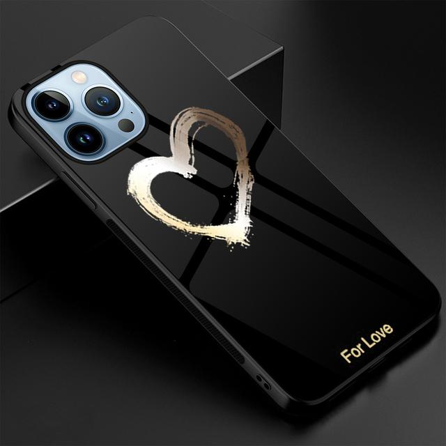 Чехол из закаленного стекла с сердечком для Iphone 14pro Max 13 11 12 Mini Xs Xr X, чехол для Iphone 7 8 6s Plus Se 2022, чехол