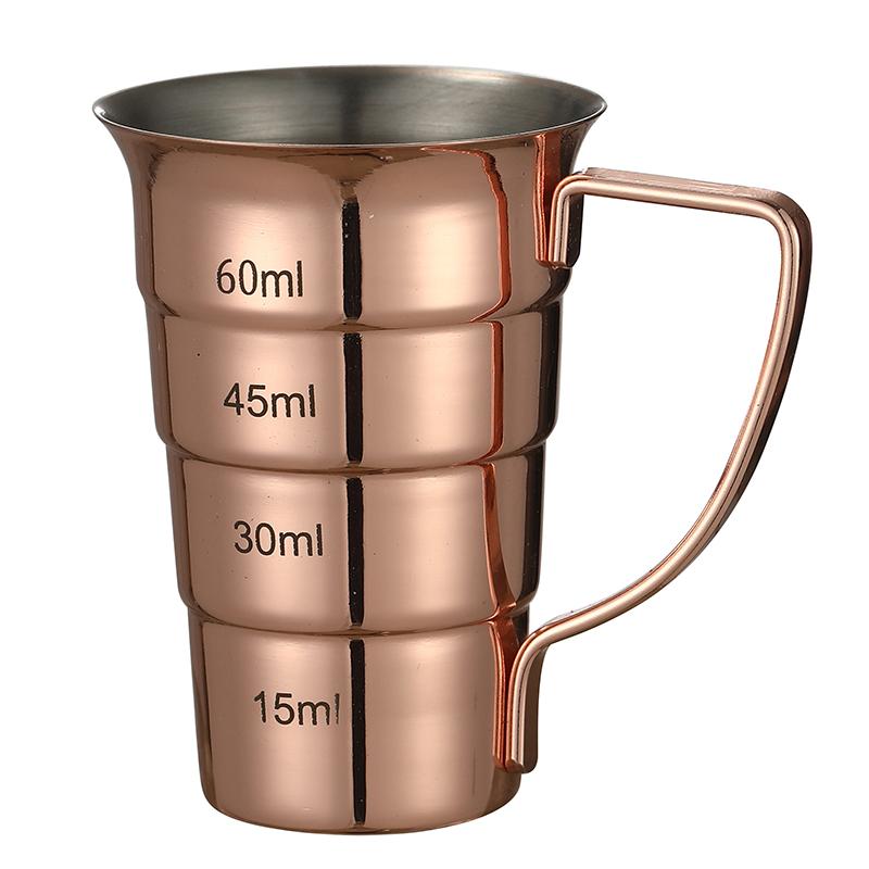 Джиггер для коктейлей из нержавеющей стали со ступеньками и ручкой, 60 мл (2oz)