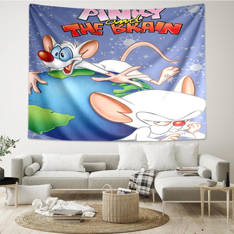 Pinky Brain Adventure Quick-Dry Tapestry Hanging for Bedroom,Livingroom, Playroom,Decor Art Room Wall Tapestry Holiday and Birthday Gifts