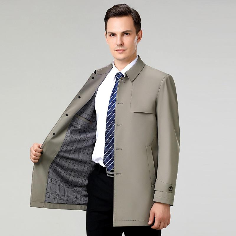 Аутентичная мужская куртка с лацканами из шелка тутового дерева, ветровка, мужское весенне-осеннее новое повседневное пальто средней длины в деловом стиле