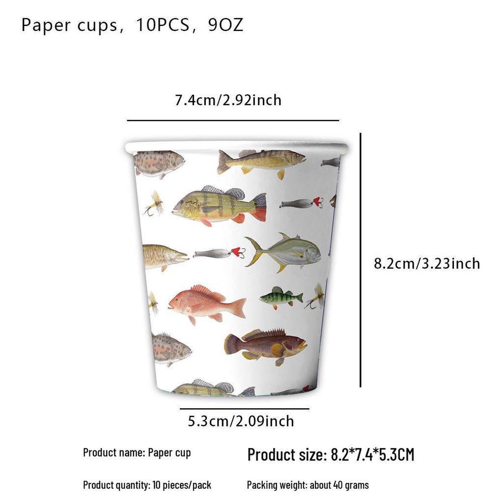 Принадлежности для тематической вечеринки «Рыбалка за границей»: Набор бумажных тарелок, флажков, салфеток и креативных украшений