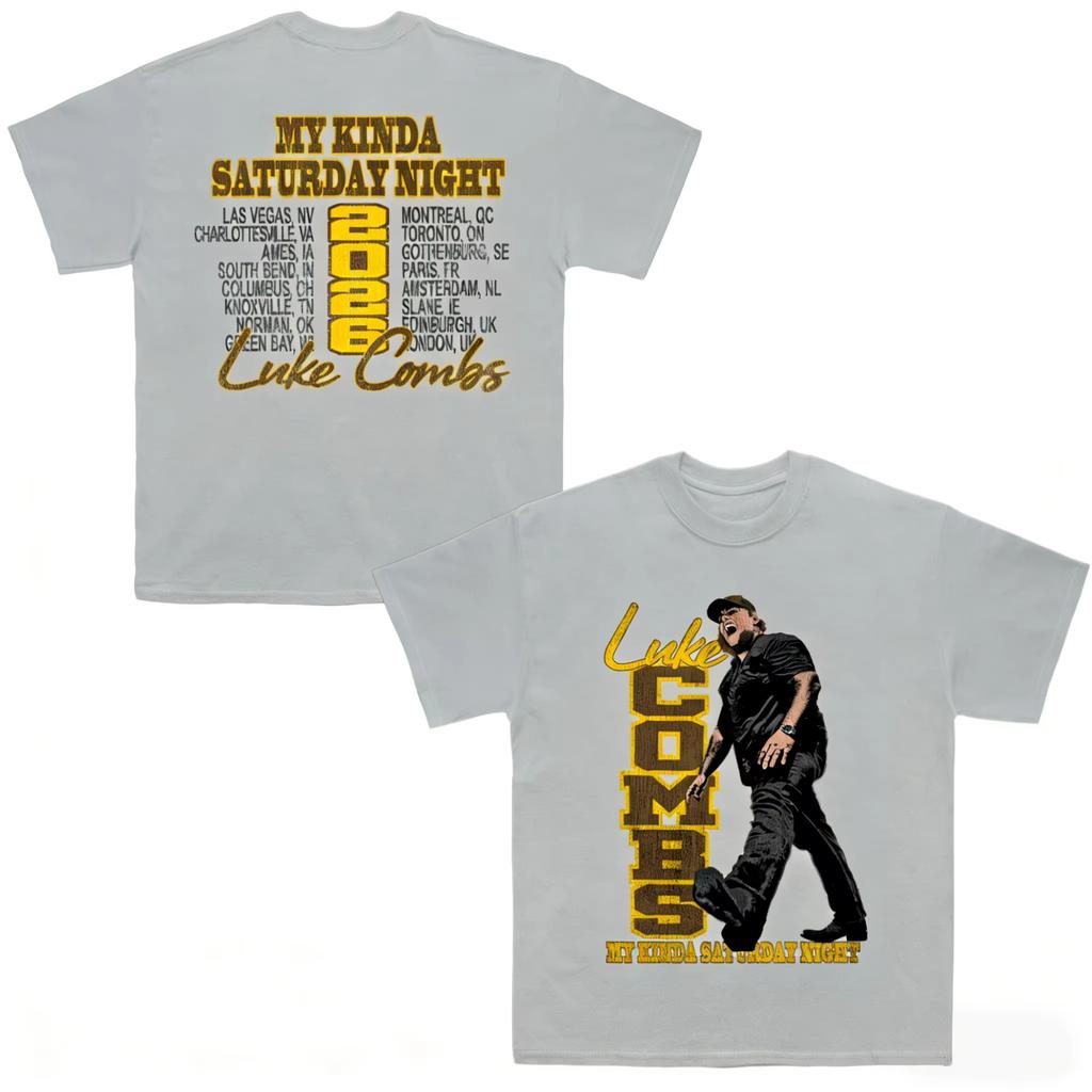 Luke Combs Tour My Kinda Saturday Night Unisexs Tshirt Cotton Unisex Oneck Short Sleeve Fan Unisex Leisure Fashion