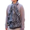 All Over the Cornillon Zebra Print Animal Zebra and Horse Black and and Reversible Made In Animal Cashmere Jacquard [.a World] P.CORNILLON Scarf,