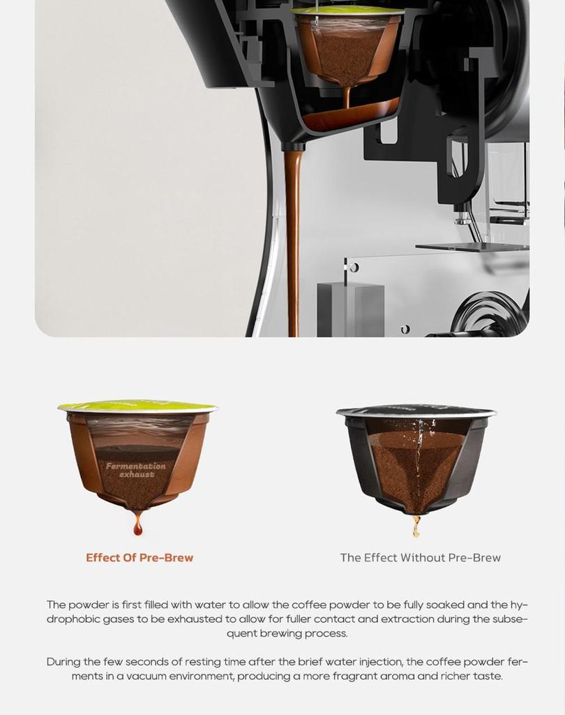 HiBREW Капсульная кофеварка H1B 5 в 1, резервуар для воды 600 мл, давление экстракции 19 бар, режим холодной/горячей воды, светодиодный индикатор - вилка европейского стандарта