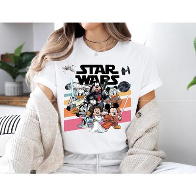 Летняя ретро футболка Disney Микки и друзья Звездные войны May The 4th Be with You Футболка Disney 100% Чистый хлопок Печатная футболка