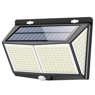 Focondot 288 LED Солнечный светильник с датчиком и 3 интеллектуальными режимами, датчик движения, наружное освещение, 4-стороннее освещение, на солнечной энергии, энергосберегающий,