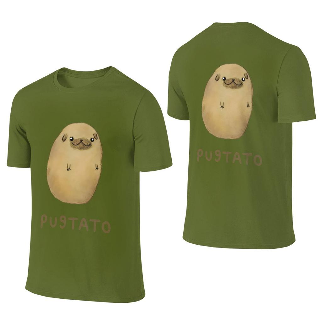 Pugtato Simple Reversible Tshirt Light Commuting Atmosphere Basic Tee