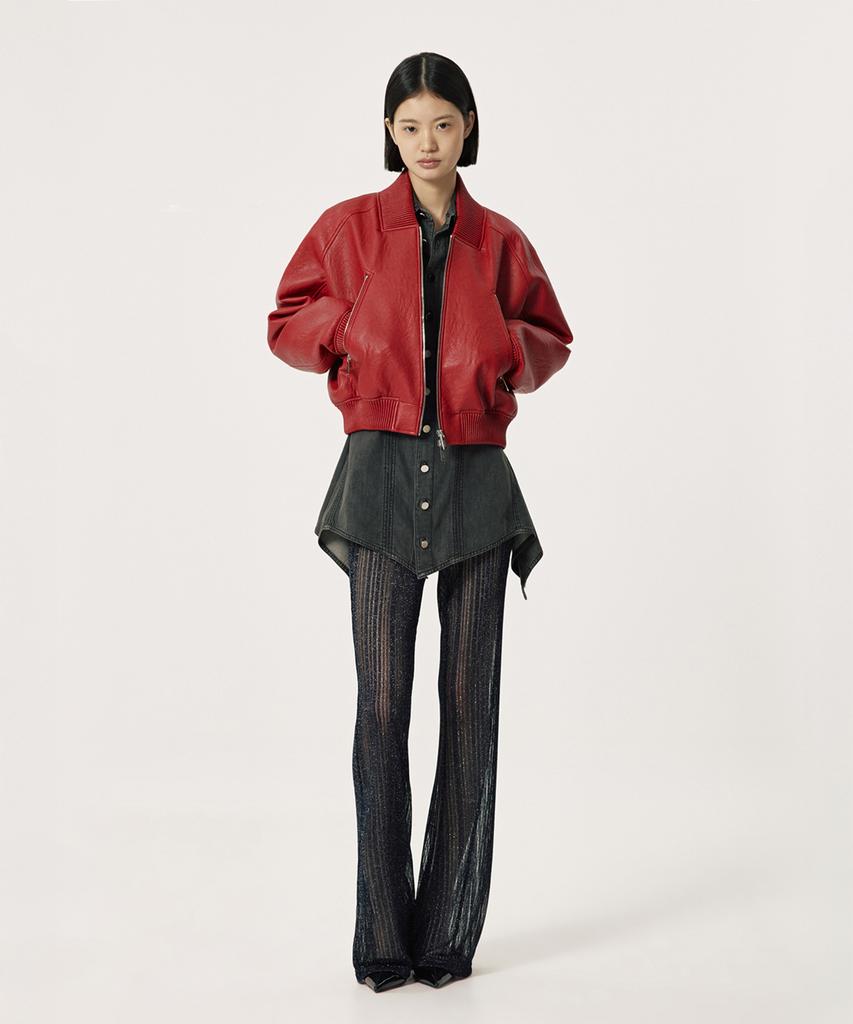 Mtw Love Club Faux Leather Red Jumper