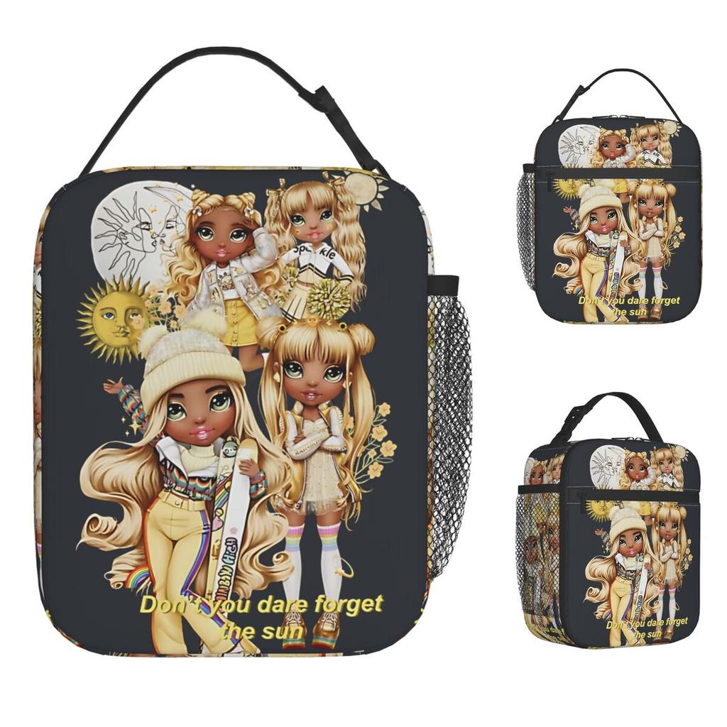 Rainbow High Lunch Bag Vintage Lunch Box Picnic Portable Thermal Tote Handbags For Women Oxford Graphic Design Cooler Bag
