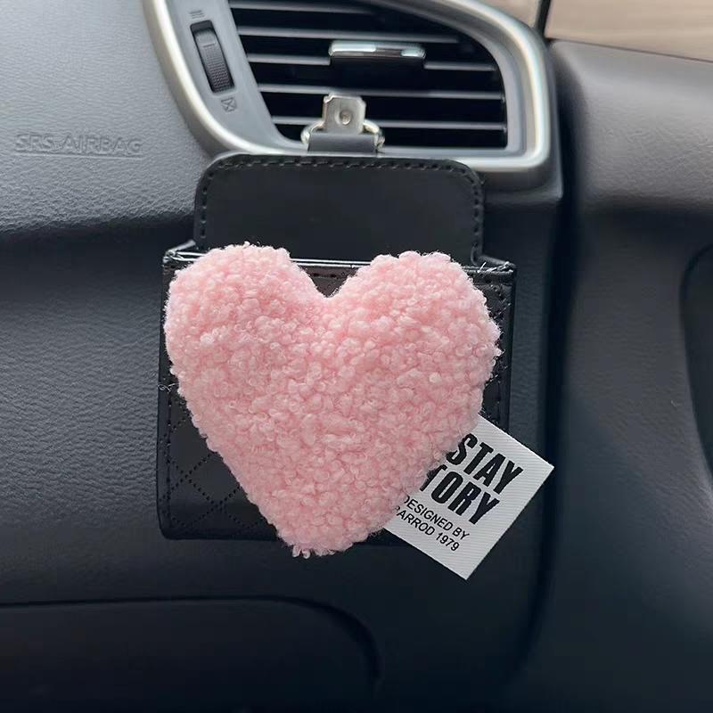 Милая Ретро Красные Сердечки Сумка для Хранения в Автомобиле Подвесной Кожаный Органайзер Коробка Держатель для Очков Телефона Аксессуары для Интерьера Автомобиля