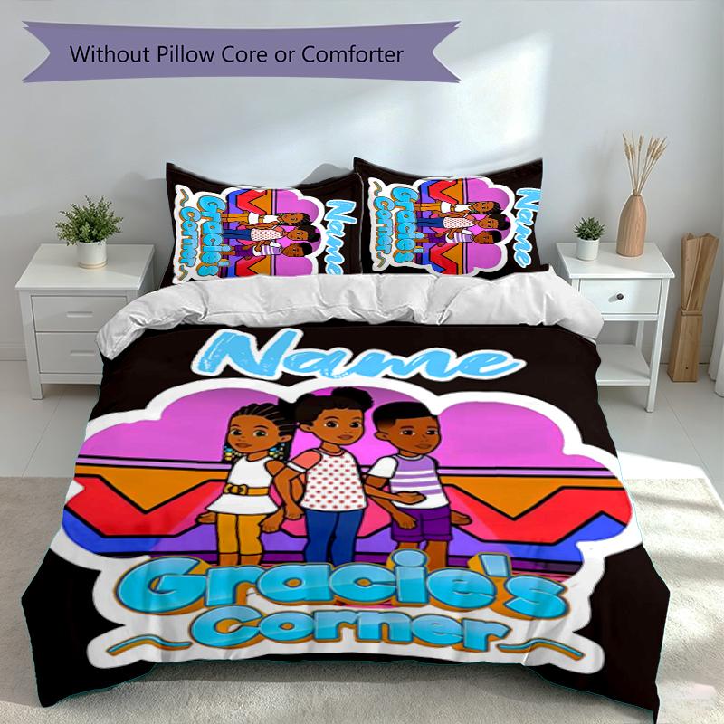3pcs Custom Name Gracies Corner Set,Includes 1 Duvet Cover and 2 Pillowcases,All-season Bedroom Decor