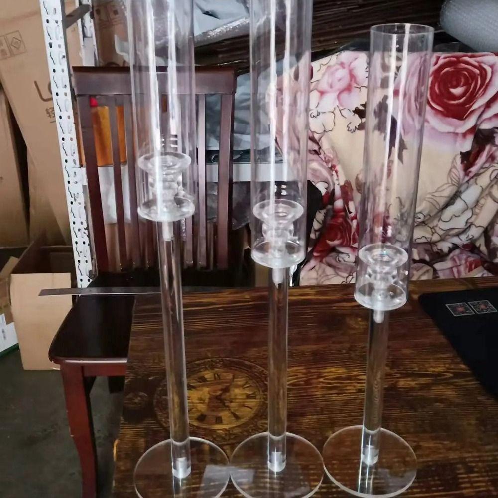 3 Pcs/set delicate Crystal Candle Holders Acrylic Centerpieces Candlestick Wedding Party