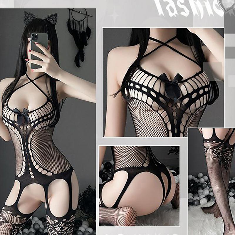 Сексуальное женское белье, костюмы, ажурное боди, женское сетчатое сексуальное белье, чулки для тела
