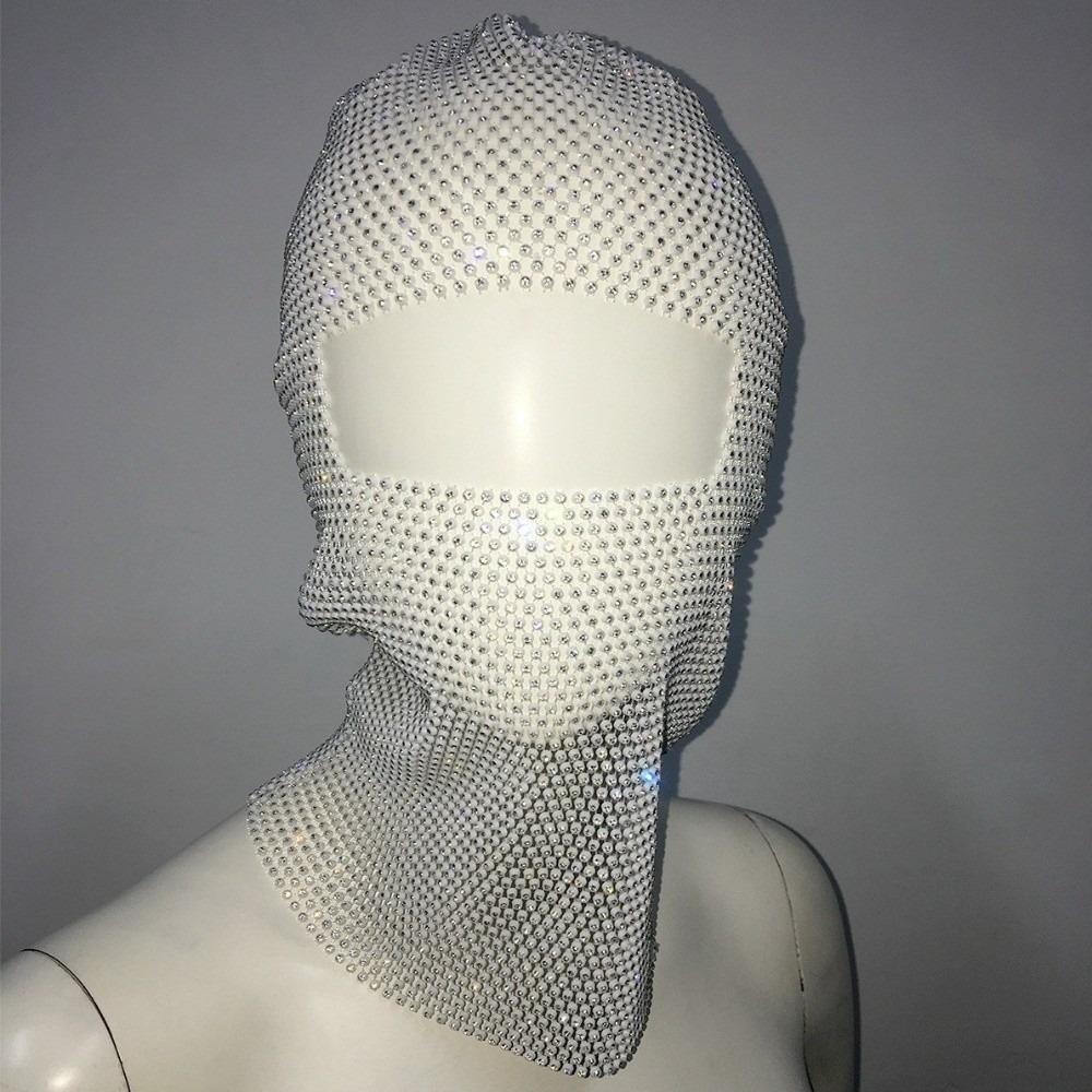Elegant Zircon Rhinestone Mesh Veil Elastic Mesh Rhinestone Head Mask Y2K Headwrap Balaclava Hat Party