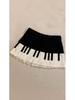 Retro Black and White Piano Design Pleated Skirt - Short, Artistic, for Spring To Autumn, Small Size