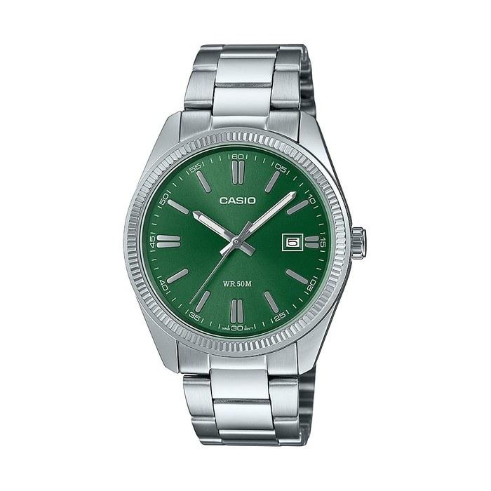 Мужские кварцевые часы Casio с датой 38 мм MTP-1302D-3AV, Серебристые, Браслет