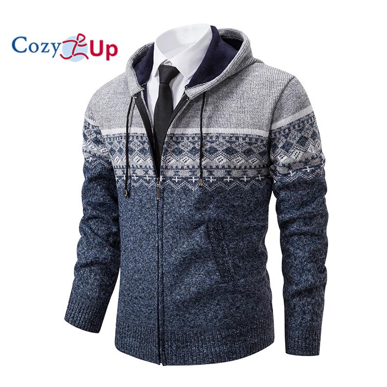 Cozy Up Кардиган свитер мужской осень и зима плюс бархат толстый красивый теплый свитер с капюшоном куртка