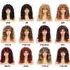Short Black Curly Wig with Bangs for Women Synthetic Hair Cosplay Wigs Loose Curly Red Brown Ginger Glueless Natural 18 Inch Afro Wig