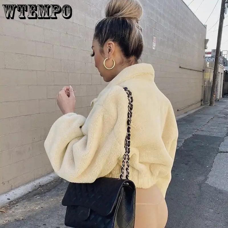 Женские повседневные свободные зимние укороченные топы с воротником-стойкой и длинными рукавами на молнии, черно-белое пальто, женские теплые флисовые короткие куртки