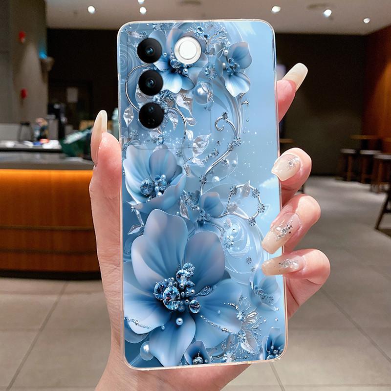 Чехол для Vivo V27 Capa Чехлы для Vivo V27E Цветок Бабочка Защитный Тонкий Чехол для Vivo V27 Pro Мягкий Силикон ТПУ Чехол для Телефона