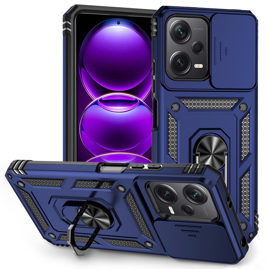 Для Xiaomi Редми Примечание 12 (5G)/ Xiaomi Poco X5 Бронированный чехол для телефона Защита объектива камеры Металлическое кольцо-подставка Противоударный чехол