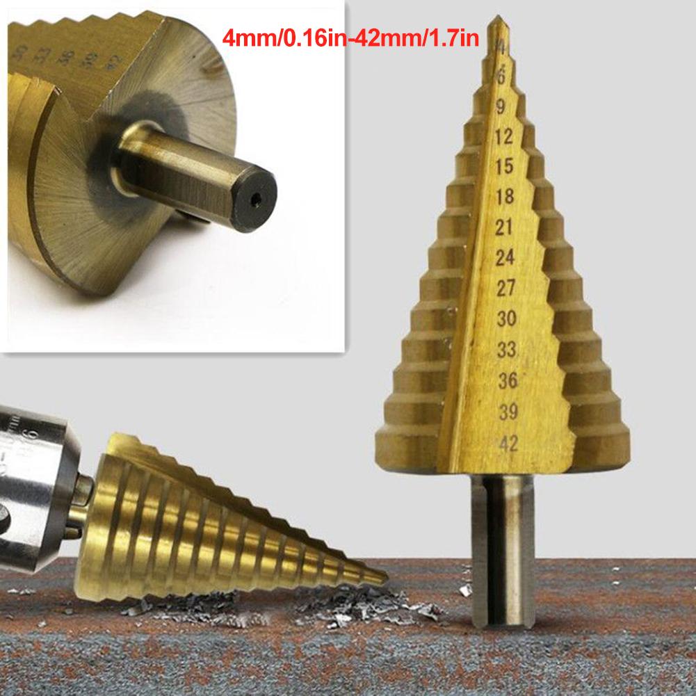 1Pcs 4-42 Mm Wood Metal High Speed Steel Hole Cutter HSS Step Cone Drill Straight Flute Drill for Woodworking Metal