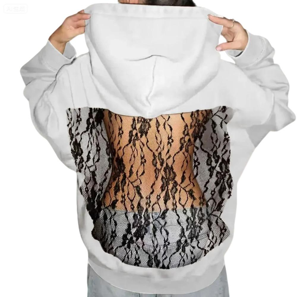 Женская модная толстовка с капюшоном, с длинными рукавами, с сетчатыми вырезами на спине, однотонная