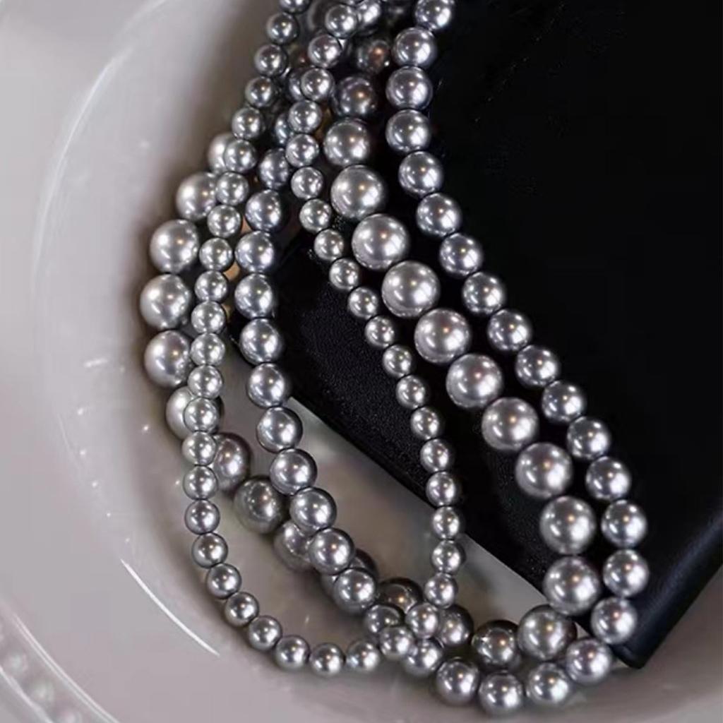Elegant Silver Gray Pearls Necklace Stunning Silver Gray Pearls Necklace Unique Neck Chain For Memorable Occasions