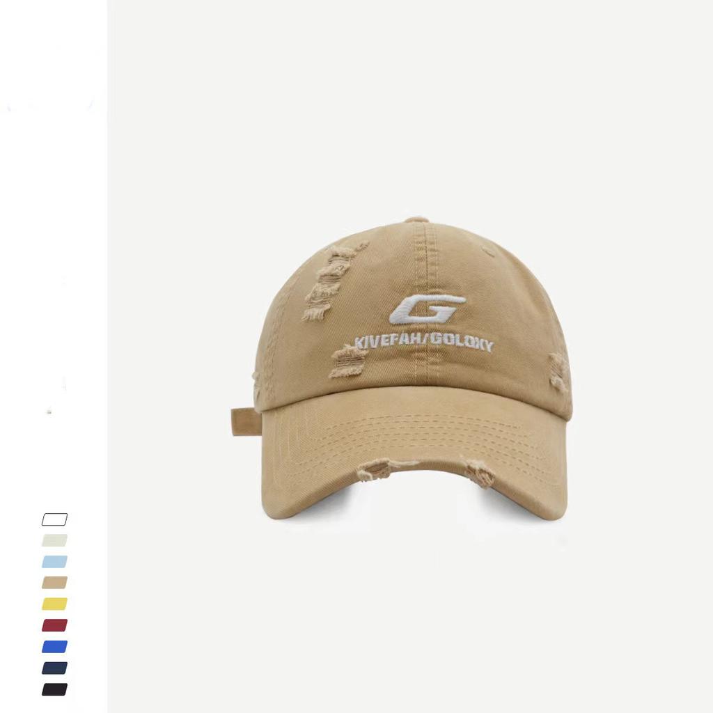 New Street made Ripped Hip hop Baseball Cap Men's Korean Version Letter Embroidered Baseball Cap Women's Sun Hat