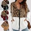 Coat Leopard Print Zip Up Plush Women Patchwork Fluffy Jacket for Dating