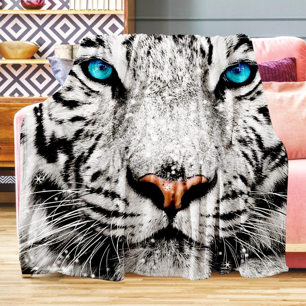 Tiger Blanket Wild Animal Flannel Throw Blanket Soft Comfy Lightweight Cozy Plush Fuzzy Warm Blanket for Home Couch Bed Sofa