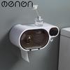 Multifunction Toilet Paper Holder with Hooks Waterproof Tissue Box Punch Free Home Bathroom Organizer Bathroom Accessories