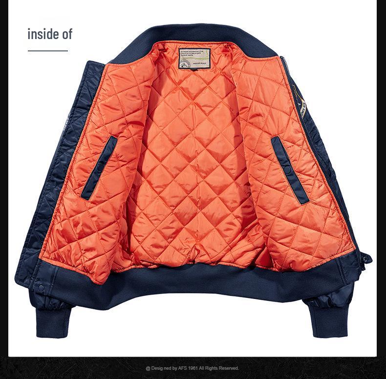 Мужская зимняя куртка большого размера со стойкой - Теплая, толстая хлопковая куртка-авиатор