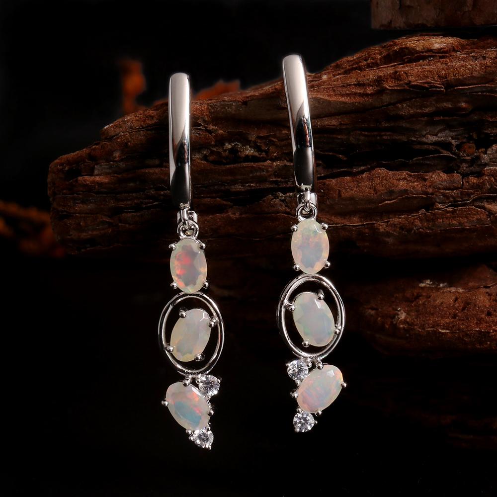 Элегантные ювелирные изделия из серебра 925 пробы с натуральным опалом, камнем, рожденным в октябре, в комплекте с серьгами для женщин и девочек, в подарок на банкет и день рождения