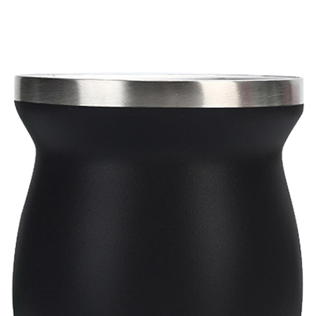8oz 304 Stainless Steel Gourd Cup Double Layers Vacuum Insulation Cup with Straw Brush Black