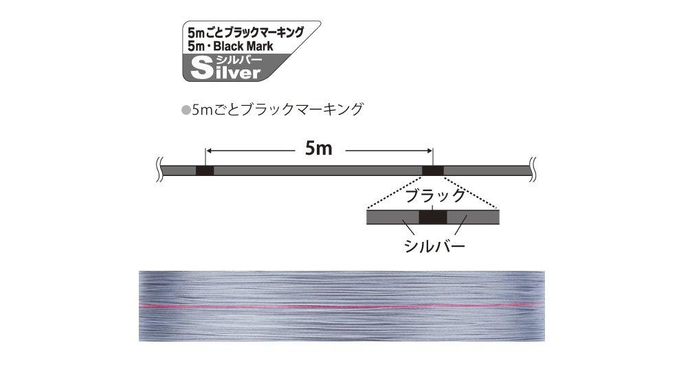 DUEL HARDCORE PE line HARDCORE X8 200m S Silver marking every No. 0.6 No. 0.6 (black 5m) H3255-S