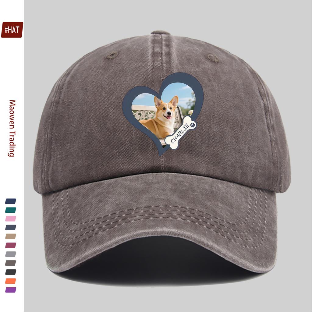 pc Heart Dog Print Baseball Cap Happy Travel Pet Element Printed Sun Hat Comfortable And Lightweight Adjustable Strap Fashi