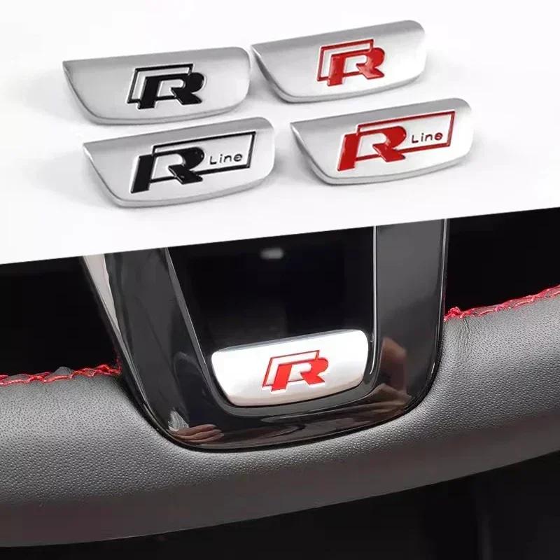 HIJK1 Emblems Volkswagen R Emblem Zinc Alloy Car Steering Wheel Trim Buckle For VW Golf Polo GTI Tiguan CC Passat Variant Jetta Santan