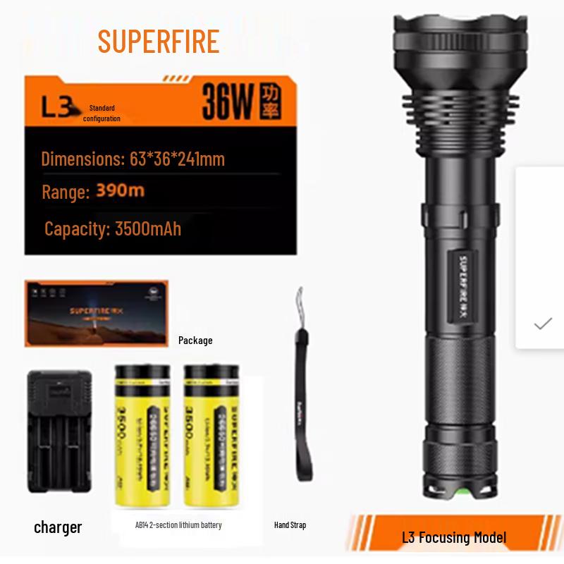 SupFire L3 High-Power USB Rechargeable Flashlight
