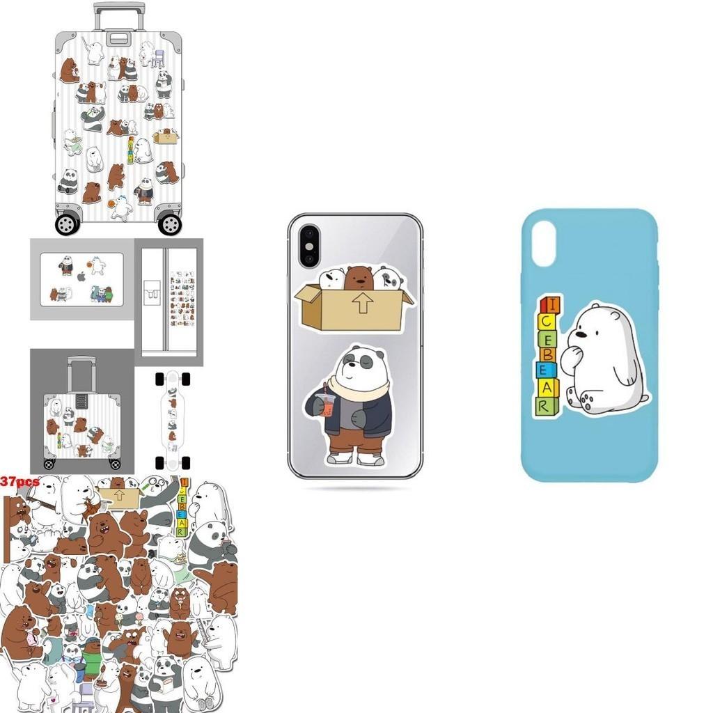 Vibrant 37pcs We Bare Bears Waterproof Graffiti Stickers For Luggage And Electronics