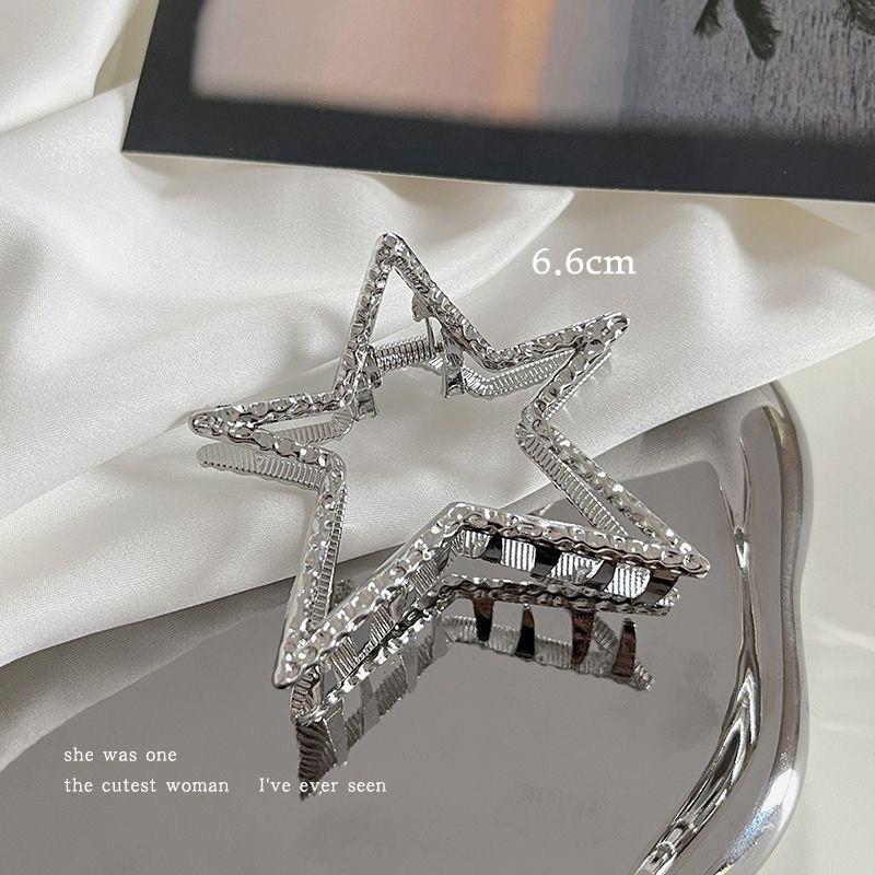 Sweet Cool Y2K Star & Heart Hammered Claw Hair Accessories - High-End Updo & Shark Clips