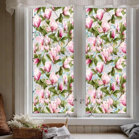 Цветочная витражная пленка для окон Лотос Ипомея Цветочная статическая наклейка на окно Снимаемая Декоративная Статическая наклейка Блокирующая УФ-излучение Наклейки для приватности для гостиной