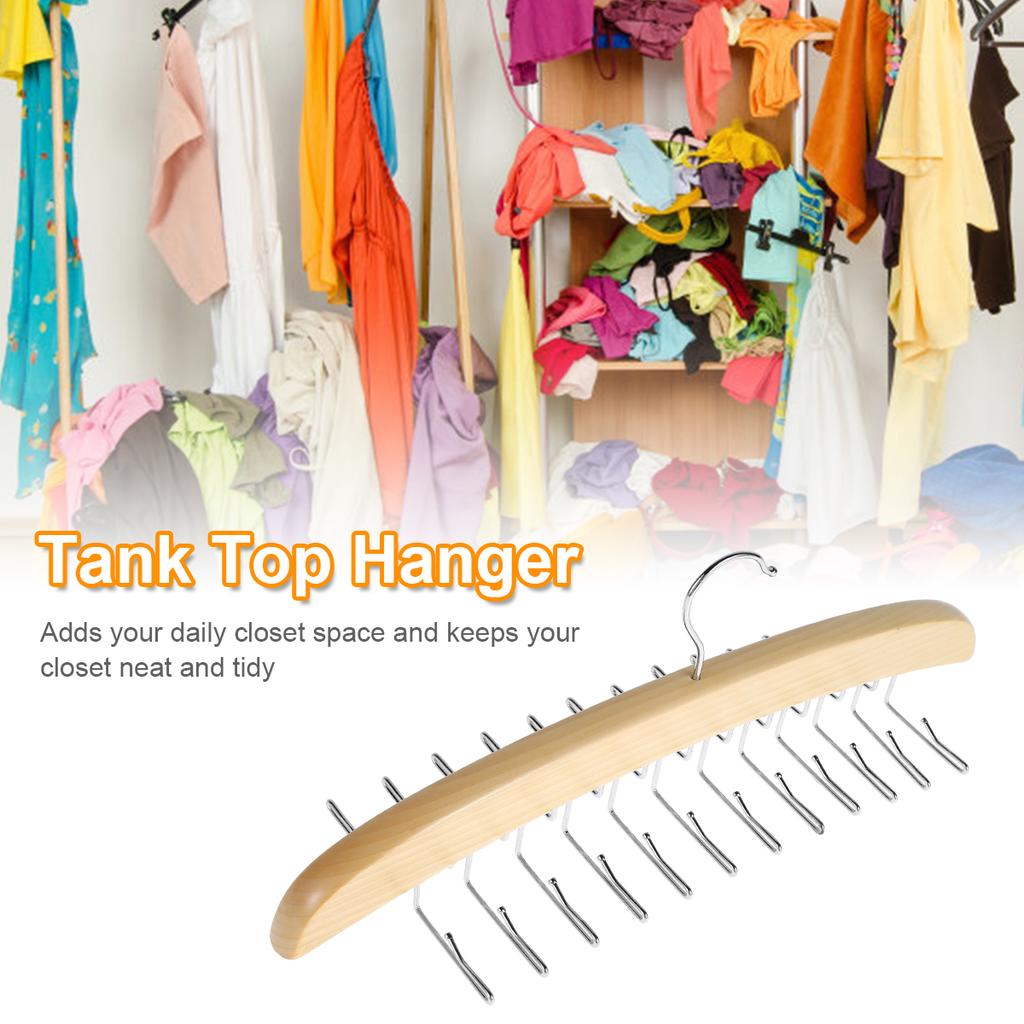 Wooden Sling Hanger Camisole Organizer with 24 Metal Hooks Multi-Functional Hook Suitable For Dormitory Apartment Bedroom