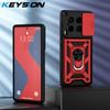 KEYSION Shockproof Case for TECNO Camon 30 5G 30 Pro Slide Camera Lens Protection Ring Stand Phone Cover for Camon 30 Pro 5G
