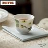 2pc/lot Hand-painted Gardenia Teacup Handmade Tea Bowl Tea Pair Tea-tasting Fragrance Cup Chazhan Master Cups Teaset Craft 40ml