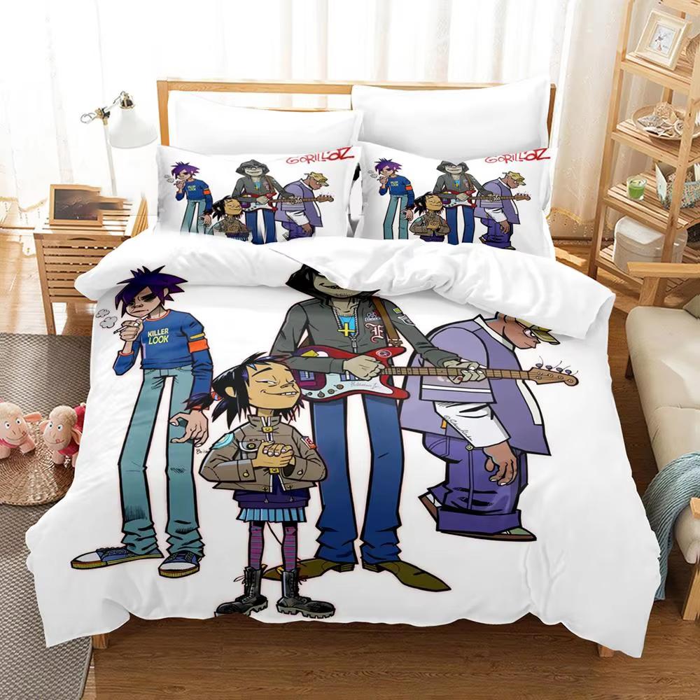 Music Band Gorillaz Bedding Set Anime Duvet Covers Double Bed Twin Size Bedding Quilt Cover Cartoon Children'S Bed Set For Home