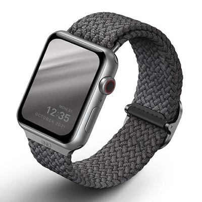 Uniq Ремешок Aspen для Apple Watch 40/38/41 мм серия 1/2/3/4/5/6/7/8/9/SE/SE2 Плетеный Серый/Графитовый Серый
