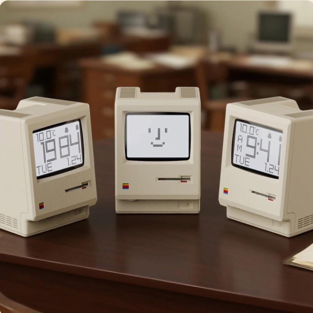 Adjustable Brightness Retro MacLock Clock Computer-Inspired Desk Clocks Gifts Pixel Alarm Clocks