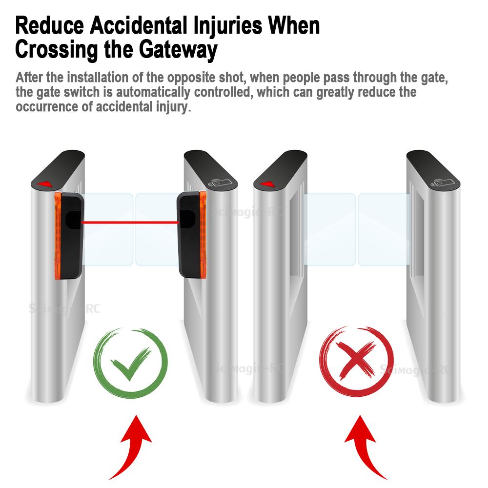 12-24В 180° Фотоэлектрический датчик для автоматических ворот, гаражных барьеров, дверей. Детектор с сигнальной лампой. Фотоэлемент. Инфракрасный лучевой датчик.