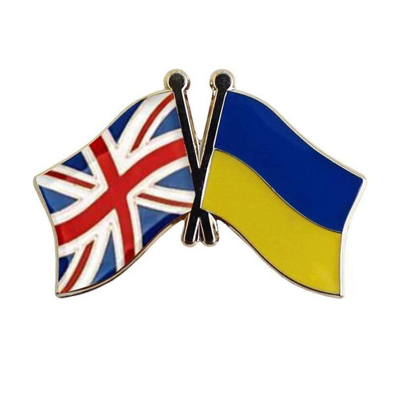 Великобритания Украина Металлическая Брошь Флаг Голубь Мира Двойной Флаг Значок Патриот Spot Badge